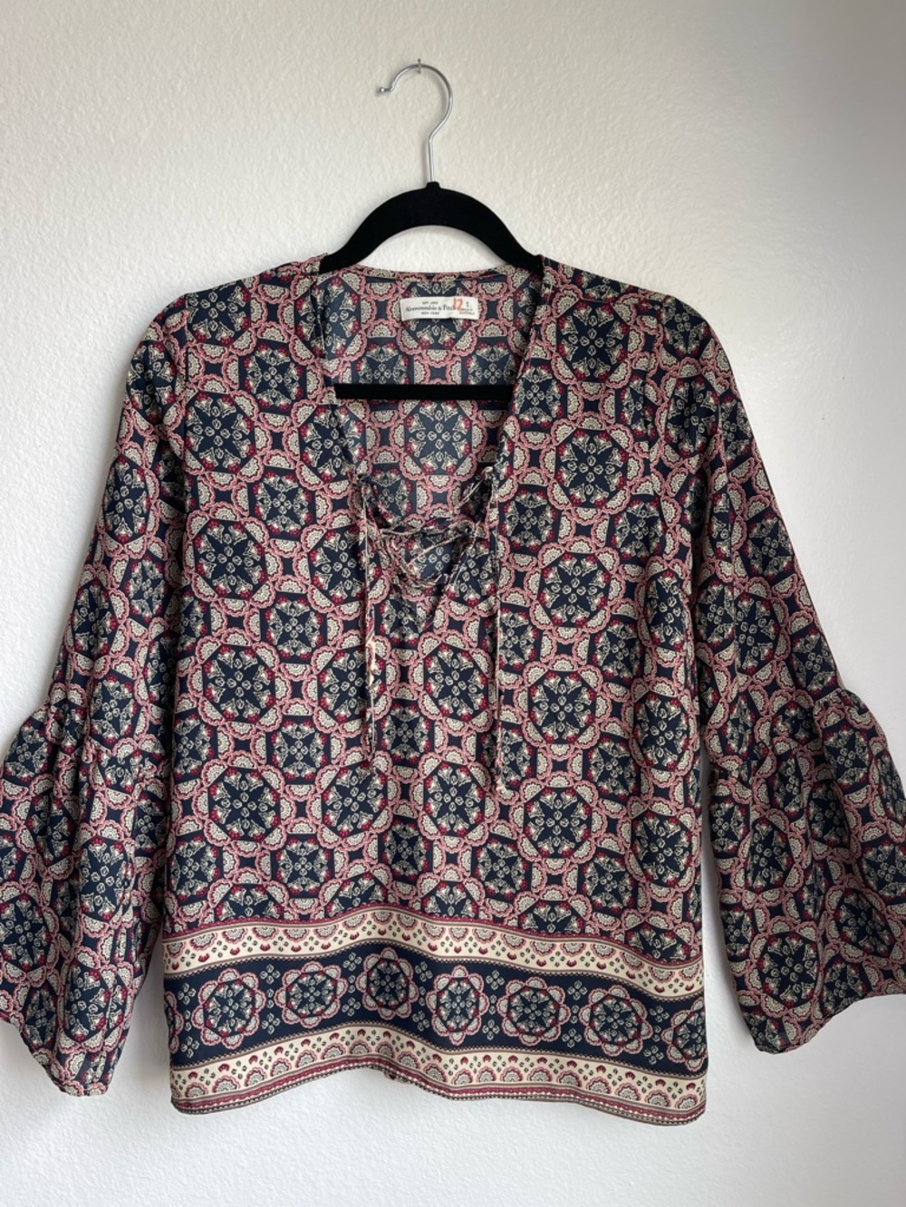 Abercrombie & Fitch Floral Navy & Burgundy Medallion Tunic - Size S